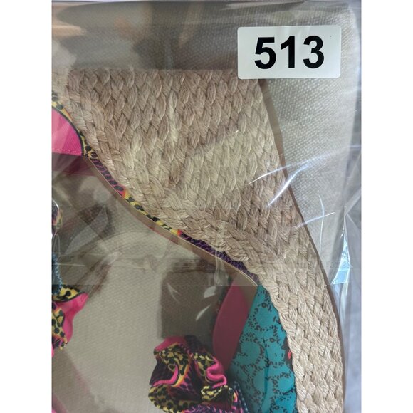 Gianni Bini Shoes Womens Sz 10 Colorful Pink / Blue Strap Wedge Sandals Open Toe - Picture 13 of 13